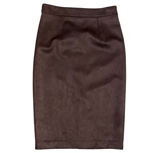 Tommy Hilfiger Womens Faux Suede Pencil Skirt Brown Midi High Waist Size 12  NWT